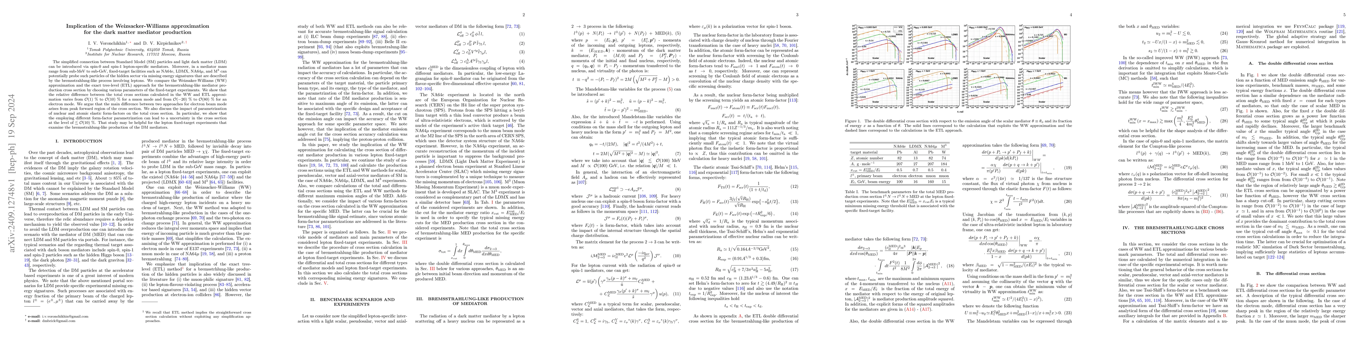 Thumbnail for Implication of the Weizsacker-Williams approximation for the dark matter
  mediator production