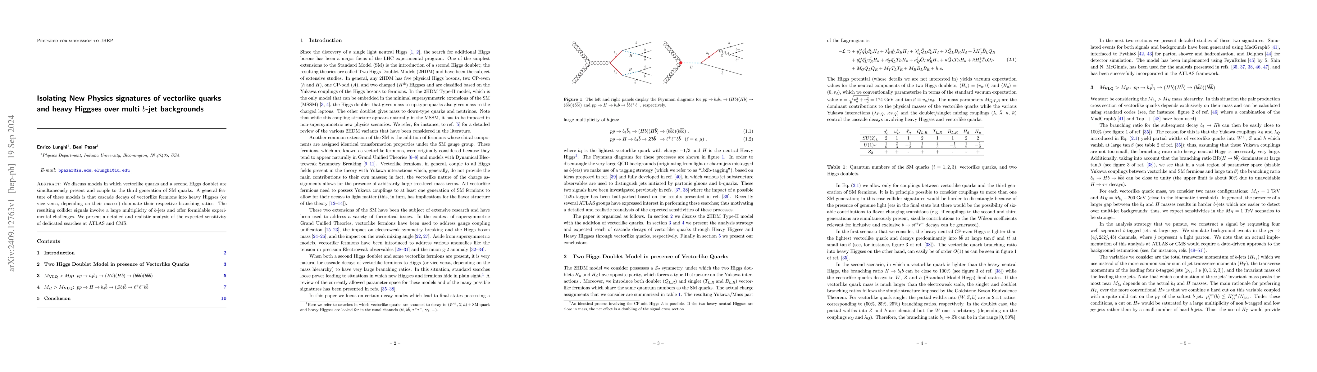 Thumbnail for Isolating New Physics signatures of vectorlike quarks and heavy Higgses
  over multi $b$-jet backgrounds