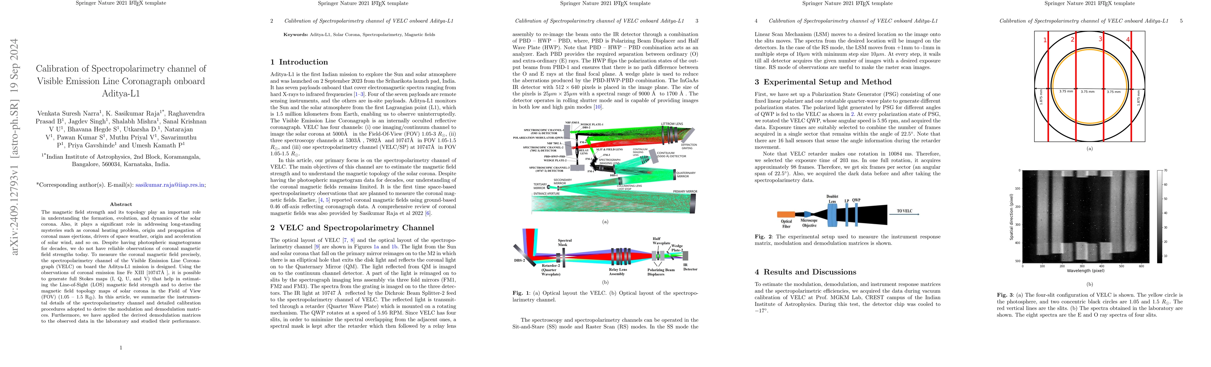 Thumbnail for Calibration of Spectropolarimetry channel of Visible Emission Line
  Coronagraph onboard Aditya-L1