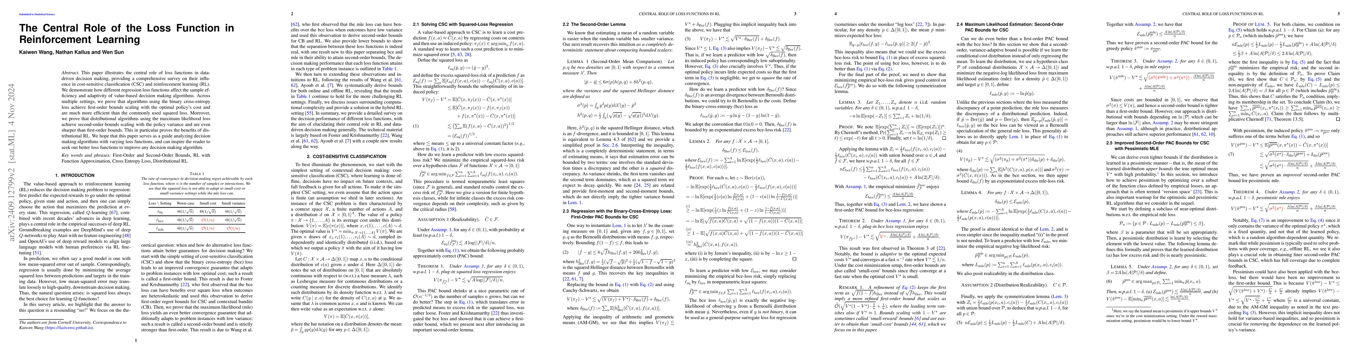 Thumbnail for The Central Role of the Loss Function in Reinforcement Learning