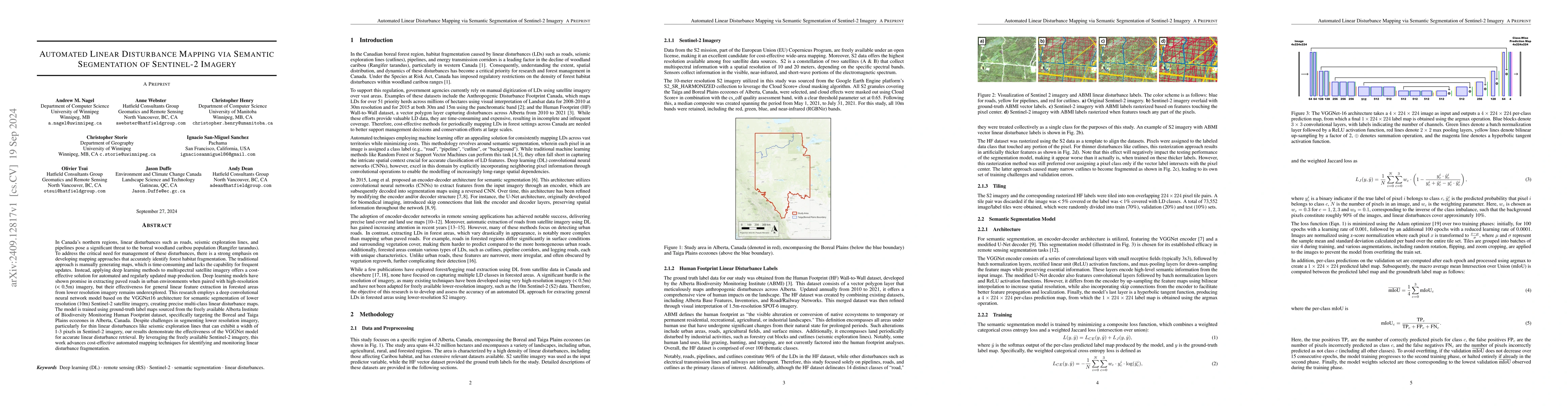 Thumbnail for Automated Linear Disturbance Mapping via Semantic Segmentation of
  Sentinel-2 Imagery