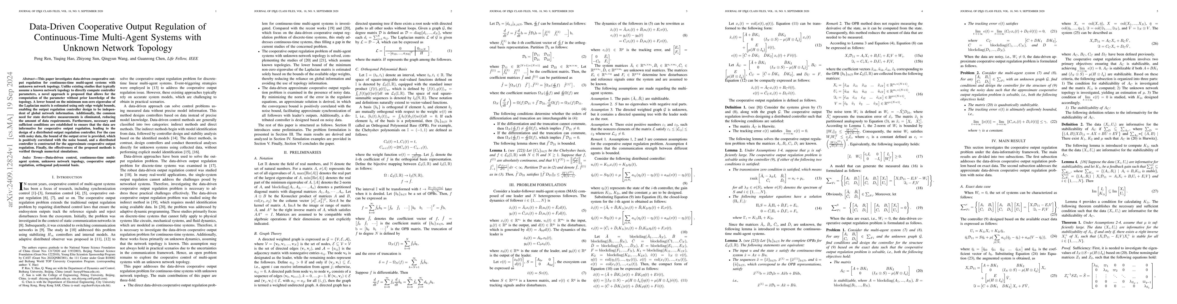 Thumbnail for Data-Driven Cooperative Output Regulation of Continuous-Time Multi-Agent
  Systems with Unknown Network Topology