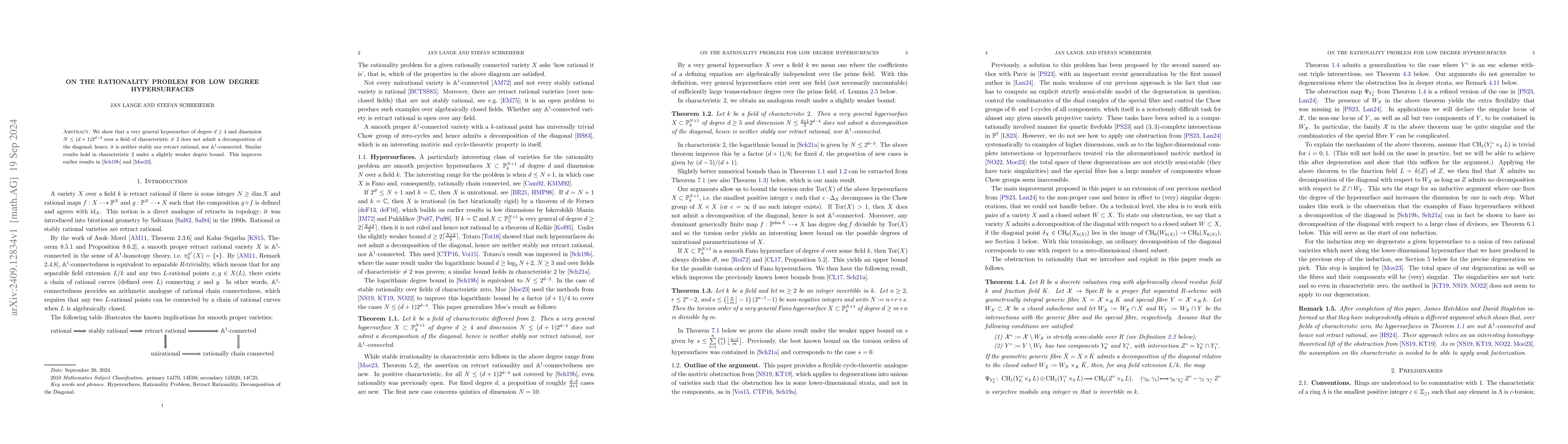 Thumbnail for On the rationality problem for hypersurfaces