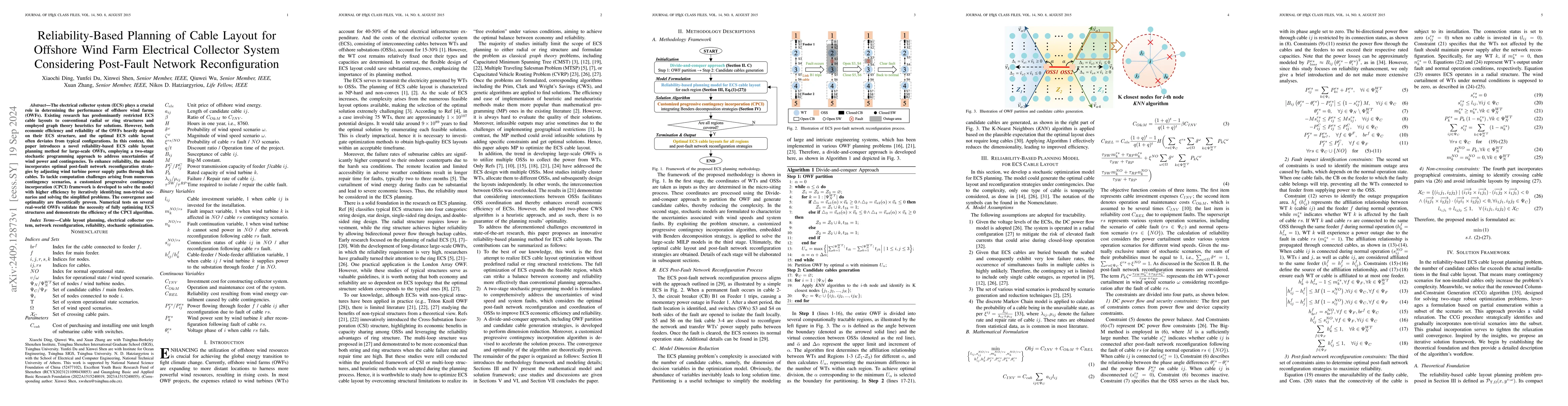 Thumbnail for Reliability-Based Planning of Cable Layout for Offshore Wind Farm
  Electrical Collector System Considering Post-Fault Network Reconfiguration