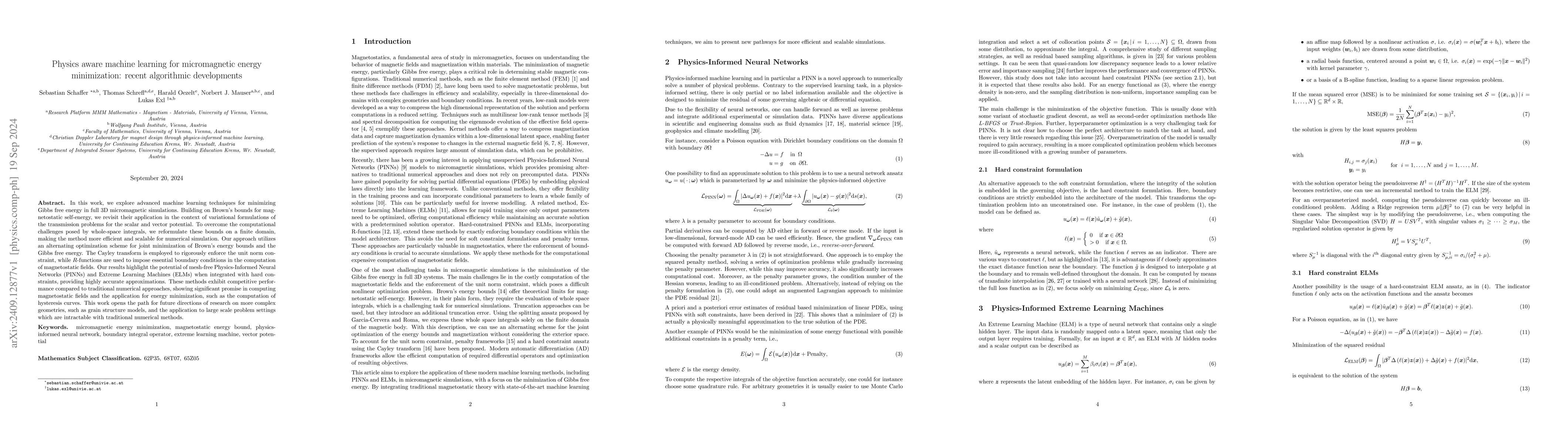 Thumbnail for Physics aware machine learning for micromagnetic energy minimization:
  recent algorithmic developments