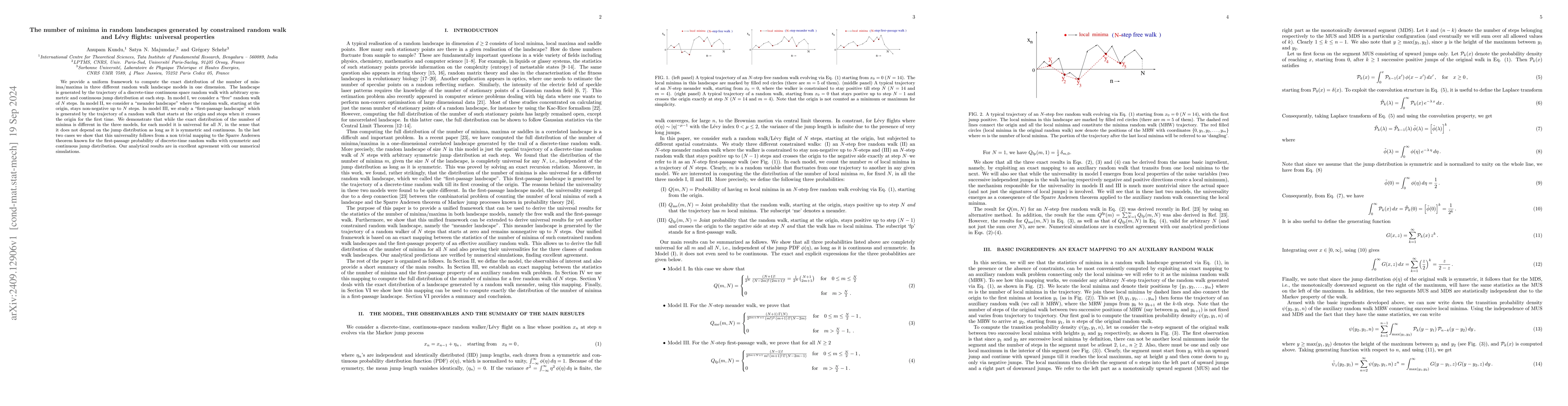 Thumbnail for The number of minima in random landscapes generated by constrained
  random walk and Lévy flights: universal properties
