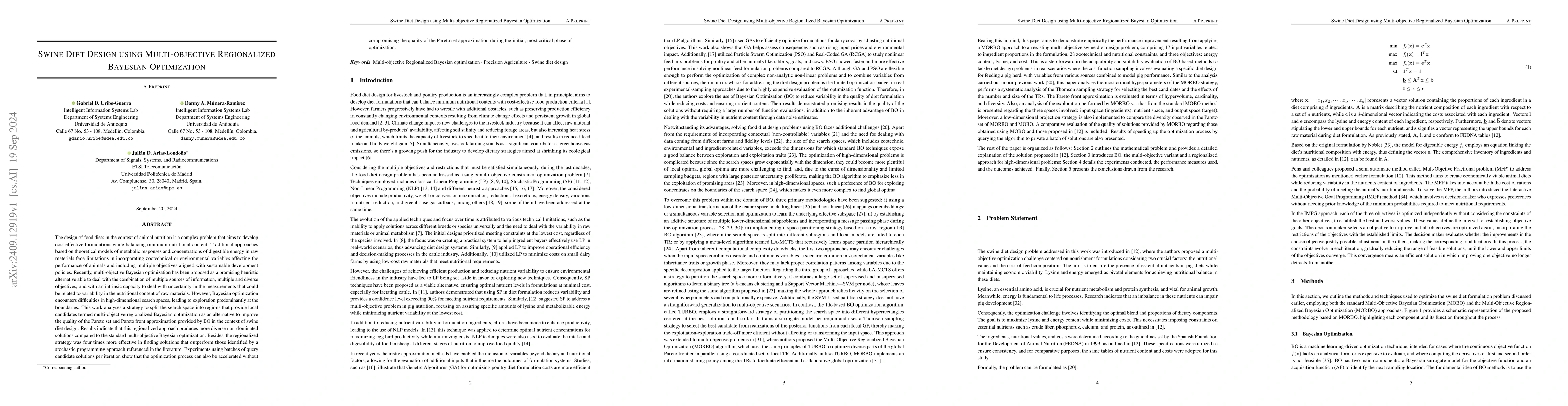 Thumbnail for Swine Diet Design using Multi-objective Regionalized Bayesian
  Optimization