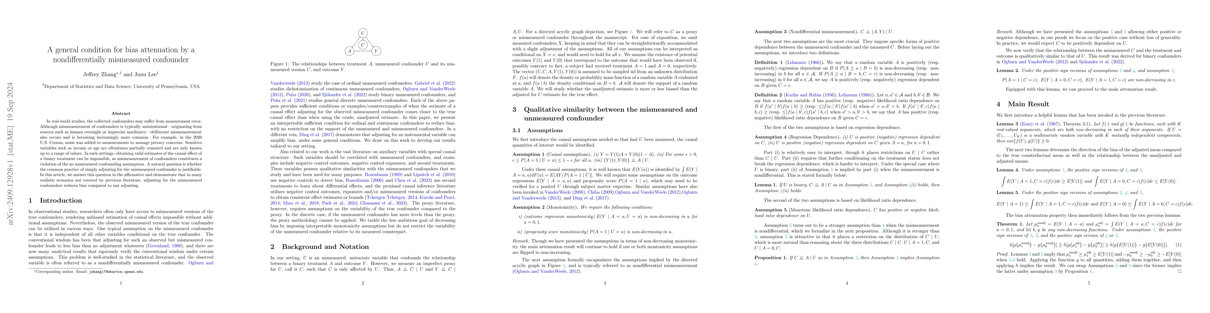 Thumbnail for A general condition for bias attenuation by a nondifferentially
  mismeasured confounder
