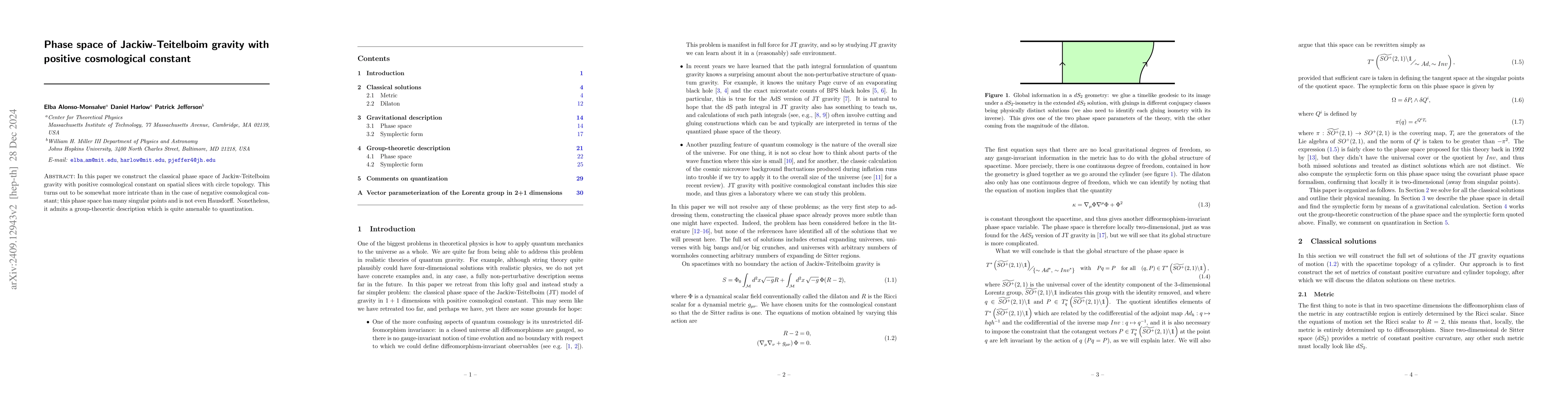 Thumbnail for Phase space of Jackiw-Teitelboim gravity with positive cosmological
  constant