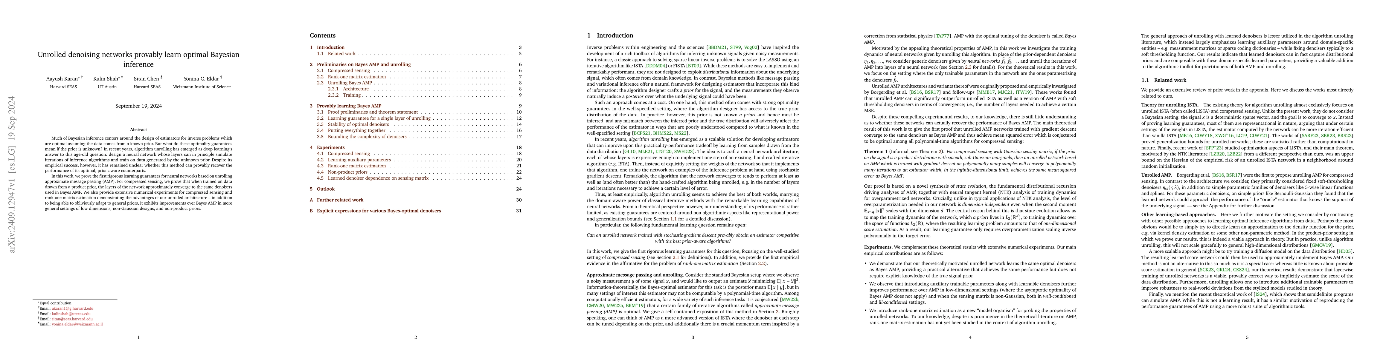 Thumbnail for Unrolled denoising networks provably learn optimal Bayesian inference