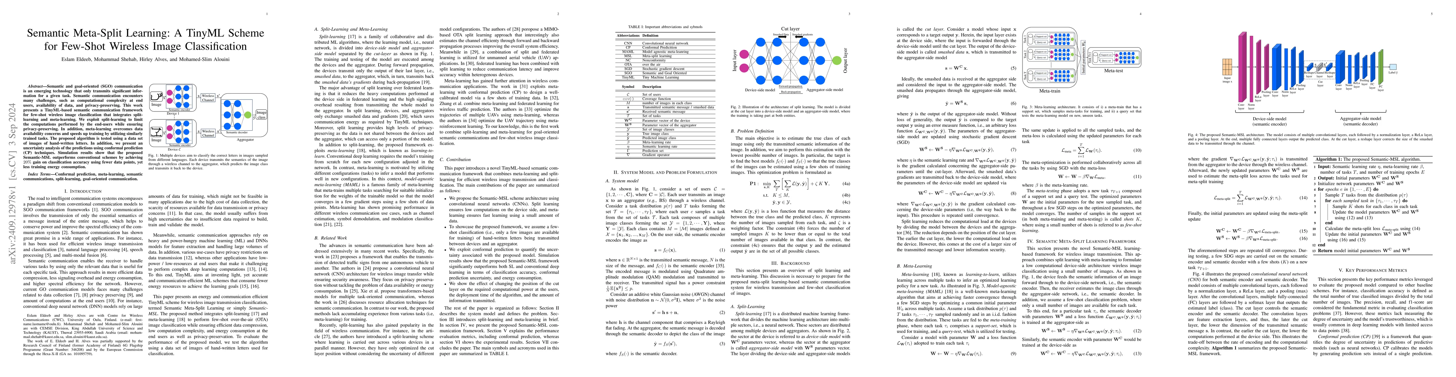 Thumbnail for Semantic Meta-Split Learning: A TinyML Scheme for Few-Shot Wireless
  Image Classification