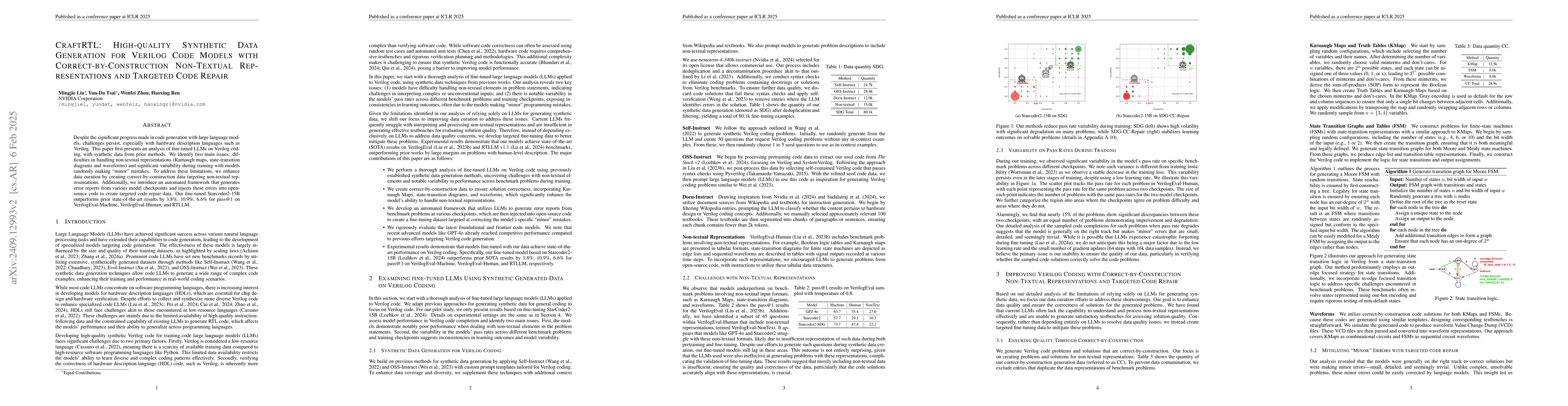 Thumbnail for CraftRTL: High-quality Synthetic Data Generation for Verilog Code Models
  with Correct-by-Construction Non-Textual Representations and Targeted Code
  Repair