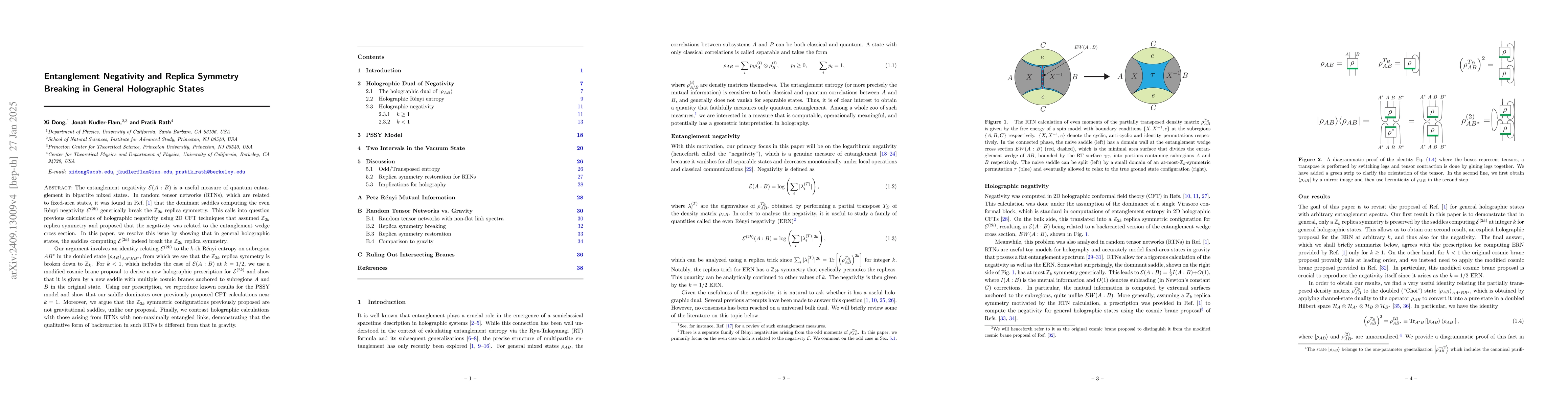 Thumbnail for Entanglement Negativity and Replica Symmetry Breaking in General
  Holographic States