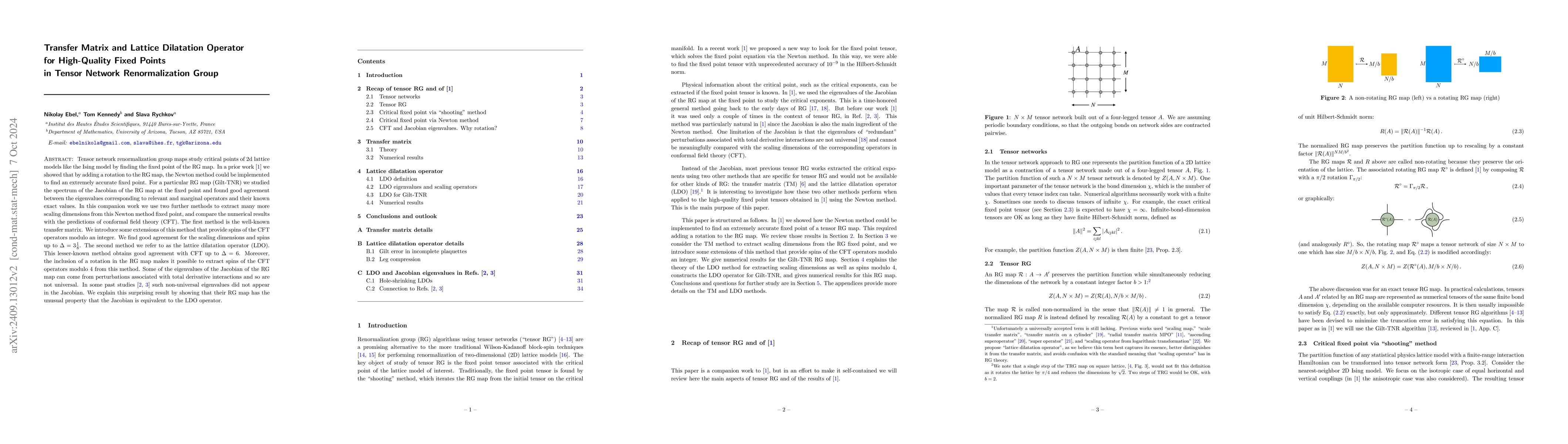 Thumbnail for Transfer Matrix and Lattice Dilatation Operator for High-Quality Fixed
  Points in Tensor Network Renormalization Group