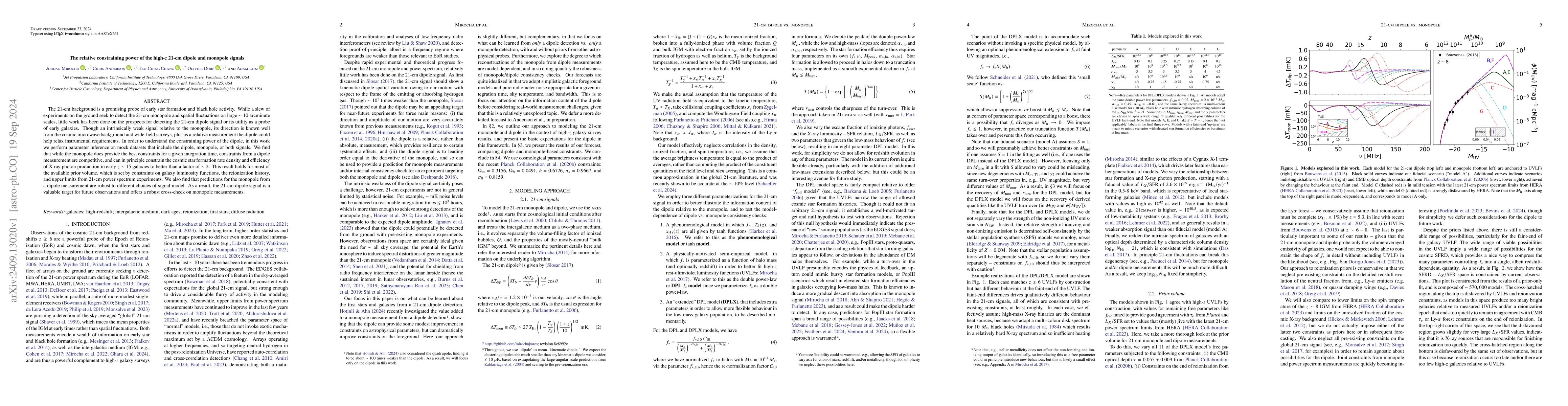 Thumbnail for The relative constraining power of the high-$z$ 21-cm dipole and
  monopole signals