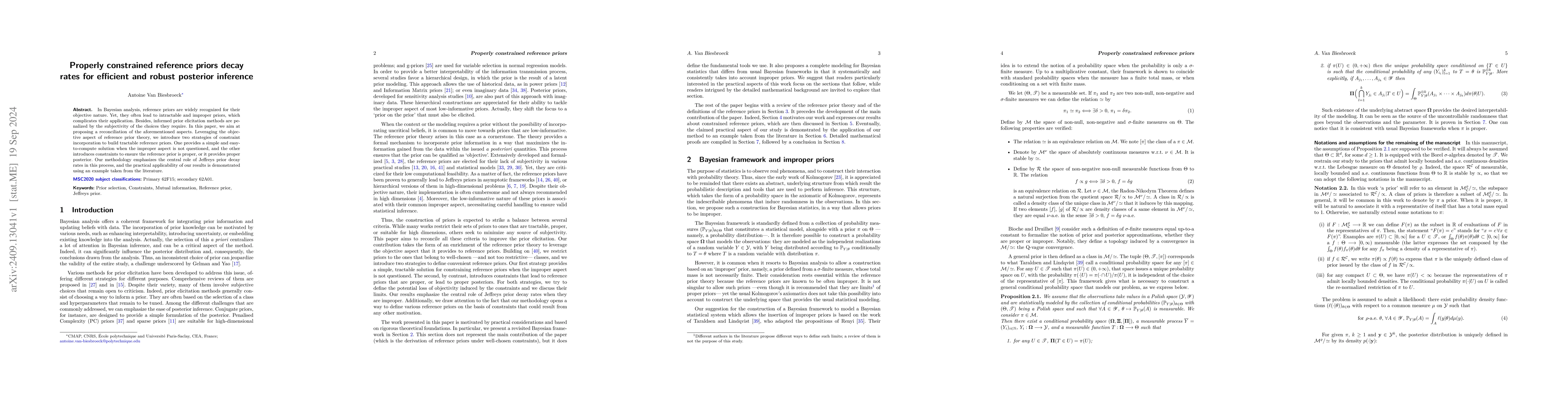 Thumbnail for Properly constrained reference priors decay rates for efficient and
  robust posterior inference