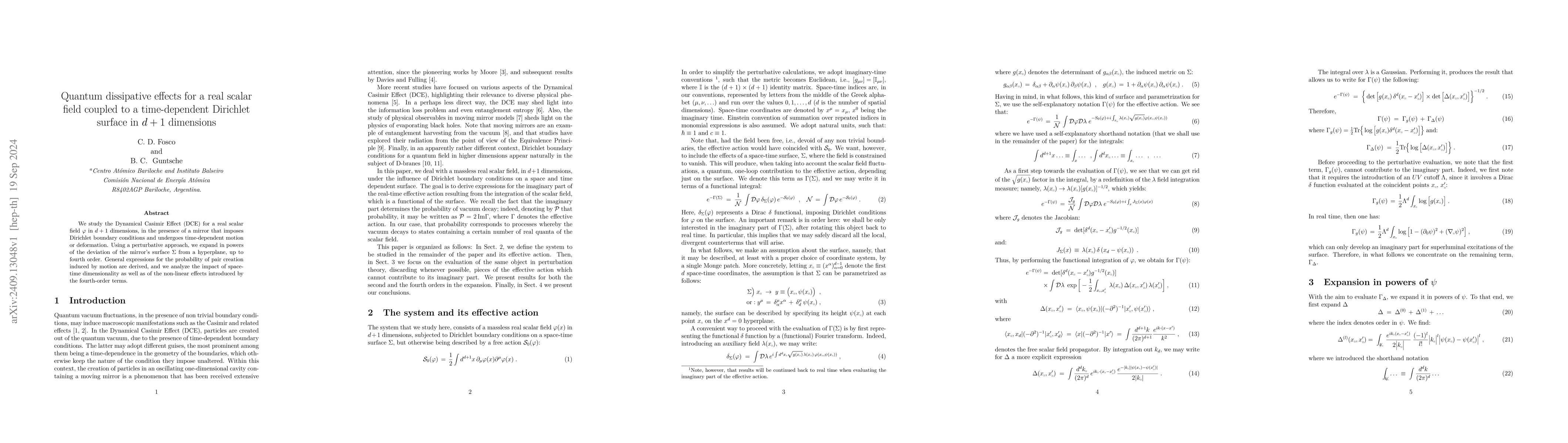 Thumbnail for Quantum dissipative effects for a real scalar field coupled to a
  time-dependent Dirichlet surface in d+1 dimensions