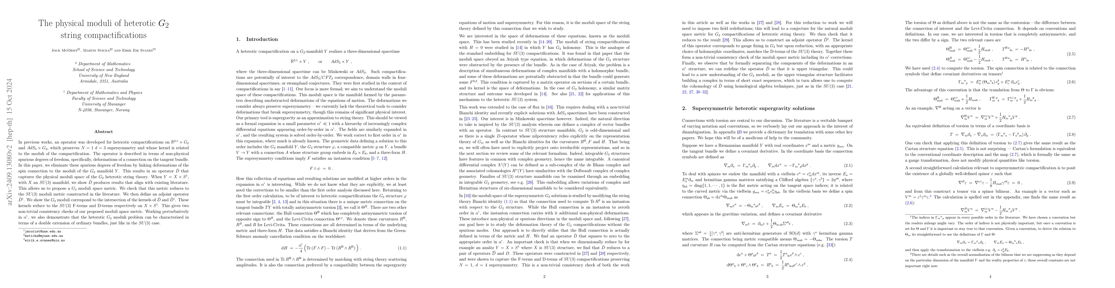 Thumbnail for The physical moduli of heterotic G_2 string compactifications