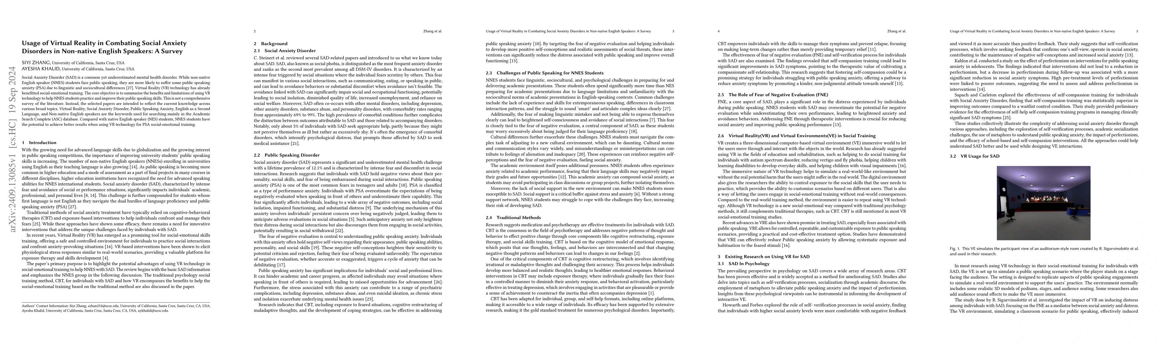 Thumbnail for Usage of Virtual Reality in Combating Social Anxiety Disorders in
  Non-native English Speakers: A Survey