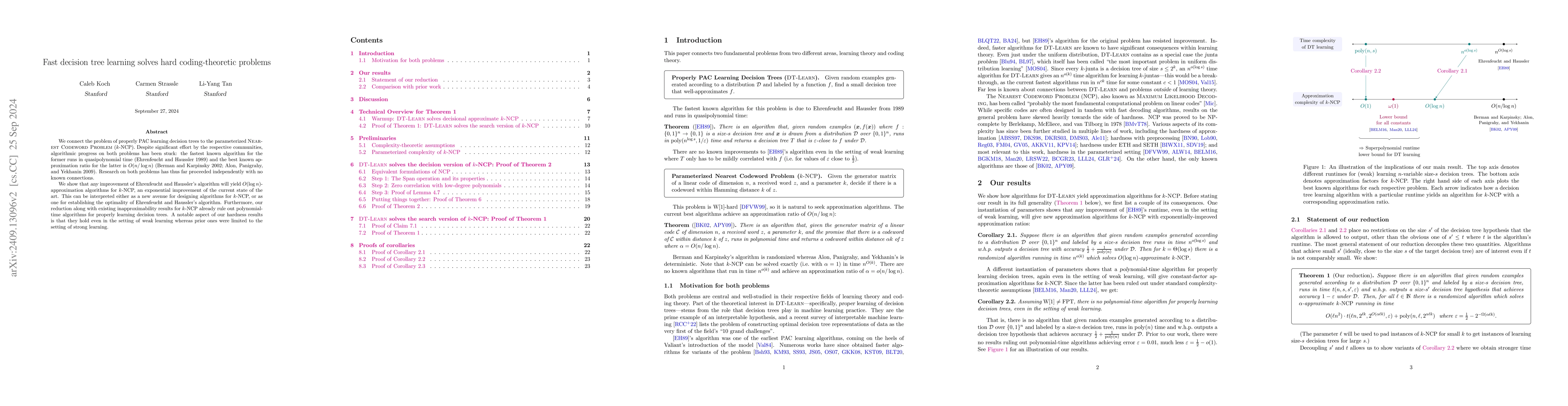 Thumbnail for Fast decision tree learning solves hard coding-theoretic problems