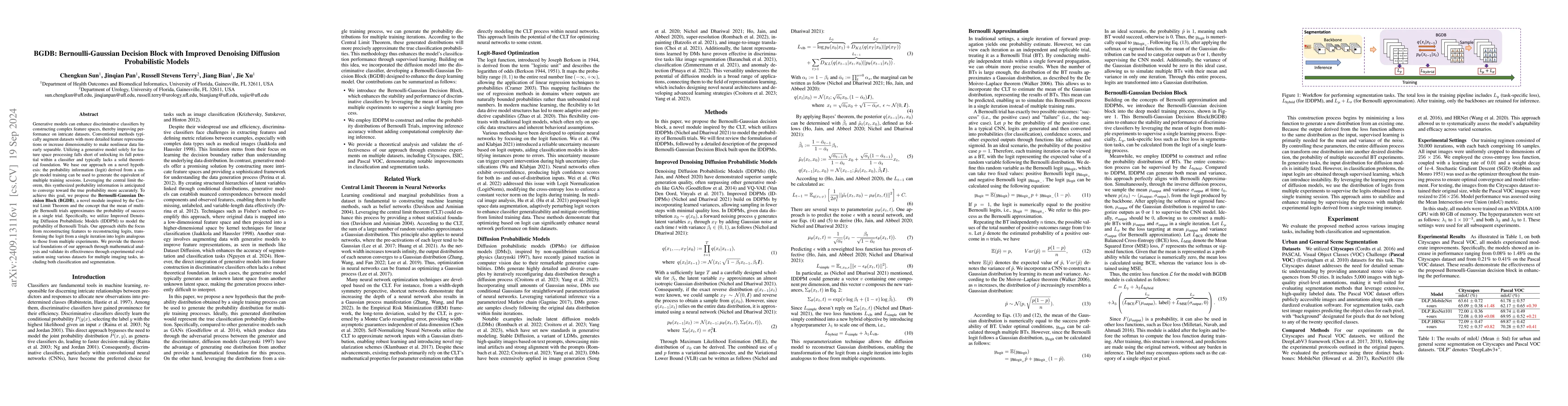 Thumbnail for BGDB: Bernoulli-Gaussian Decision Block with Improved Denoising
  Diffusion Probabilistic Models
