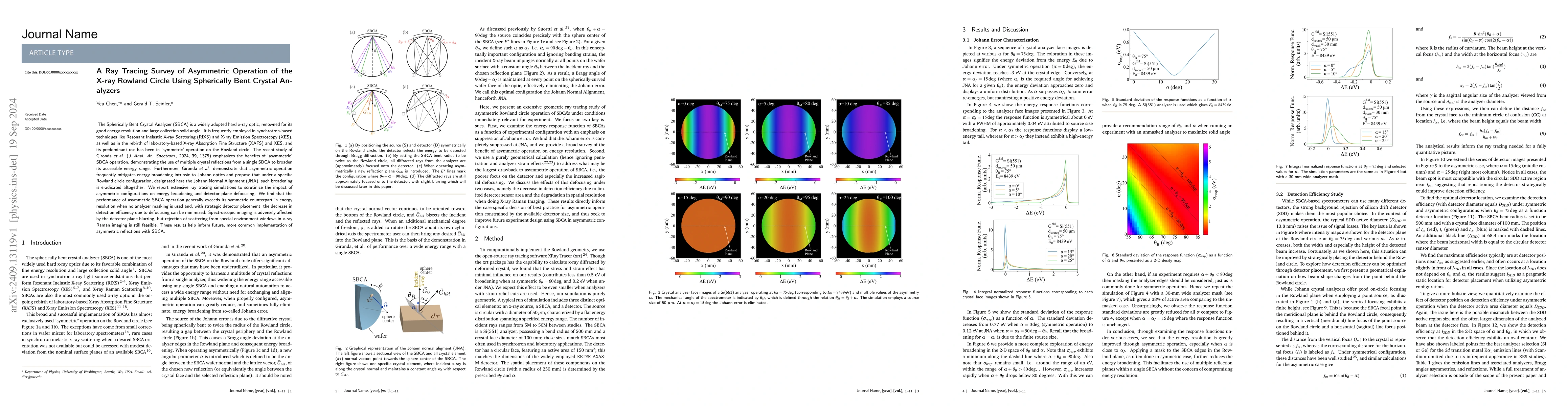 Thumbnail for A Ray Tracing Survey of Asymmetric Operation of the X-ray Rowland Circle
  Using Spherically Bent Crystal Analyzers