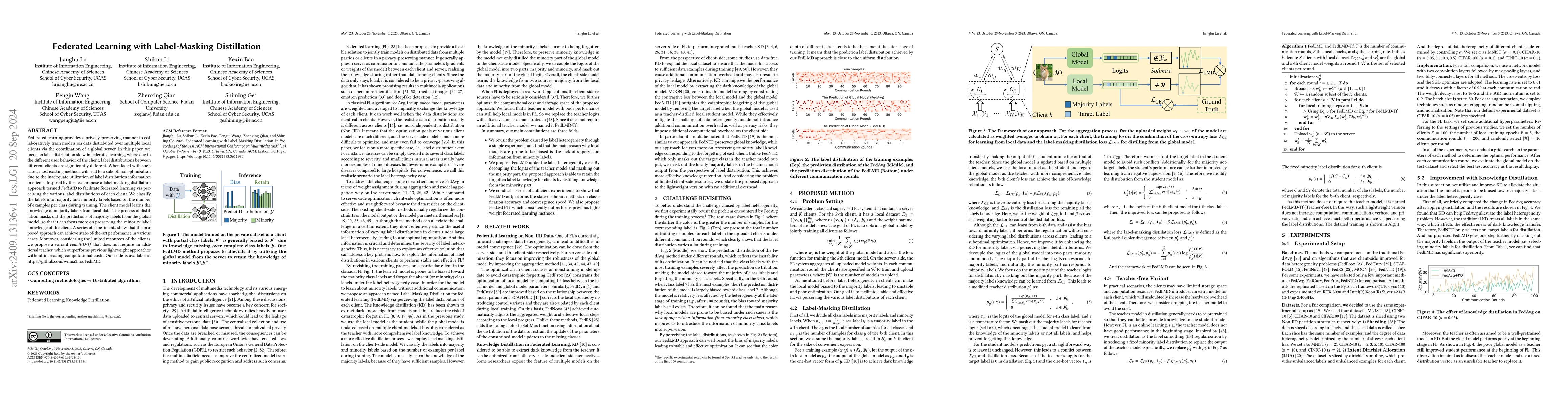 Thumbnail for Federated Learning with Label-Masking Distillation