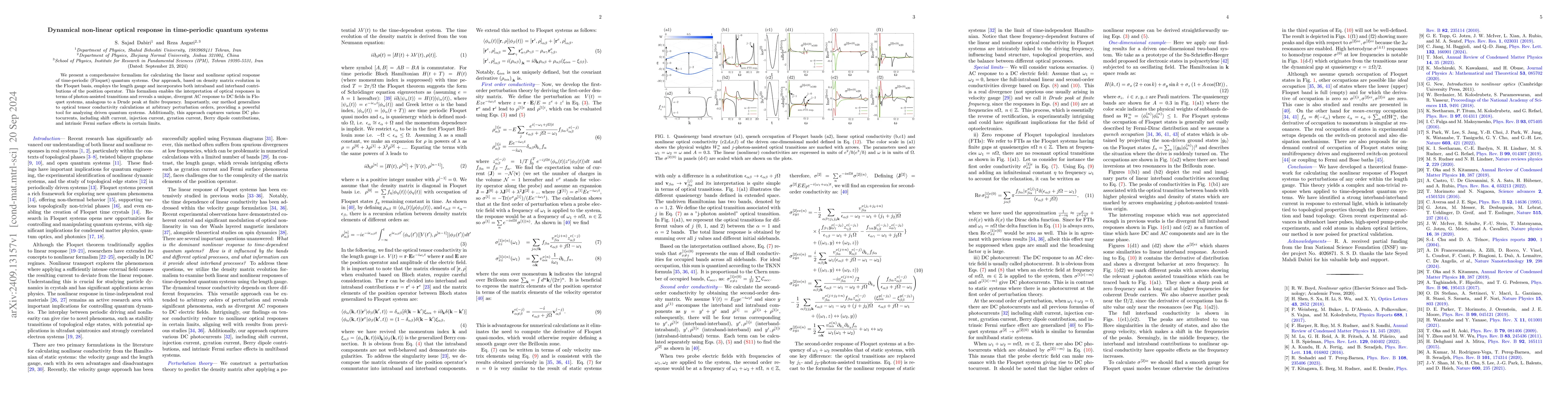 Thumbnail for Dynamical non-linear optical response in time-periodic quantum systems