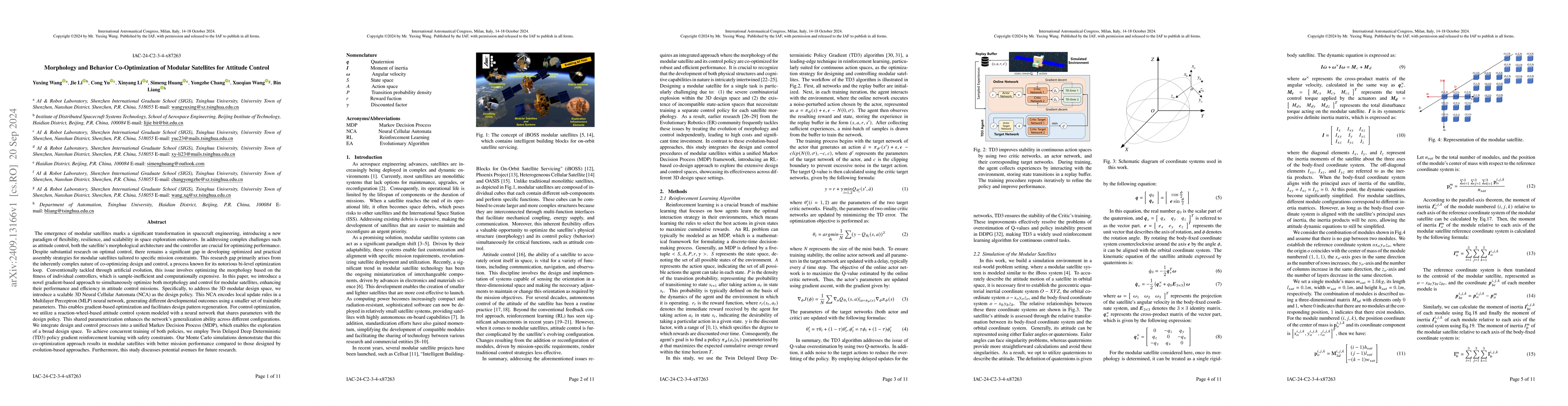Thumbnail for Morphology and Behavior Co-Optimization of Modular Satellites for
  Attitude Control