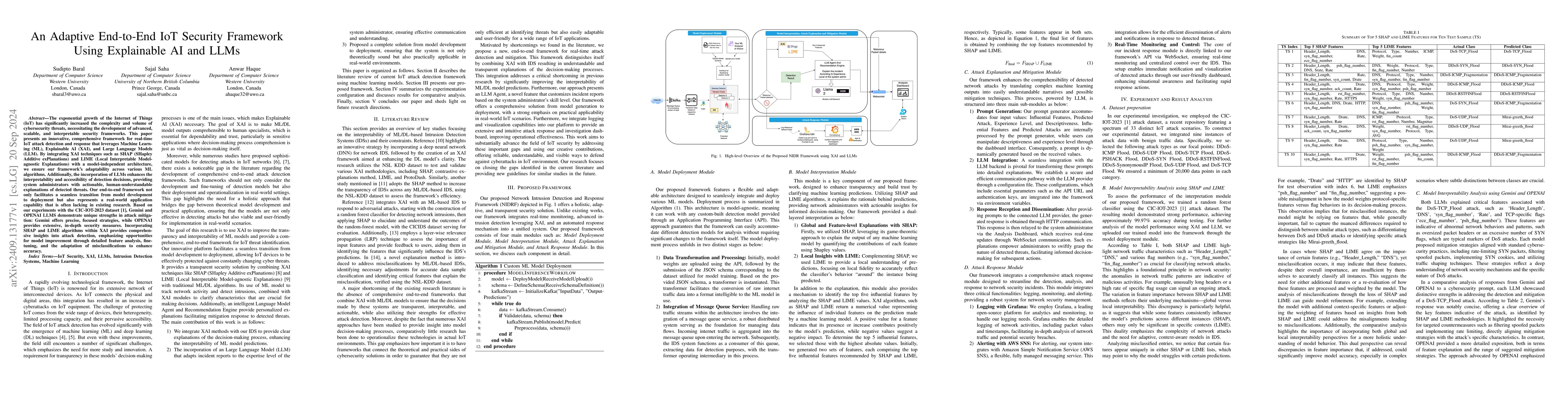 Thumbnail for An Adaptive End-to-End IoT Security Framework Using Explainable AI and
  LLMs