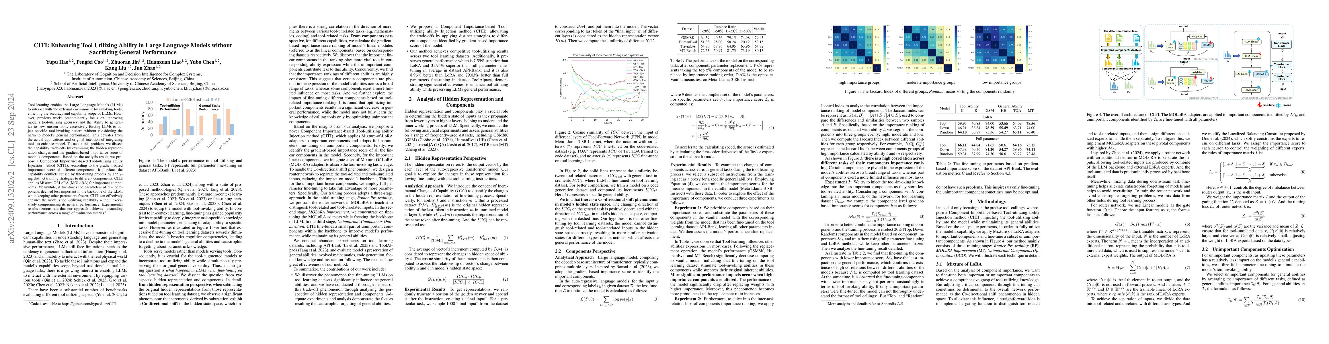 Thumbnail for CITI: Enhancing Tool Utilizing Ability in Large Language Models without
  Sacrificing General Performance