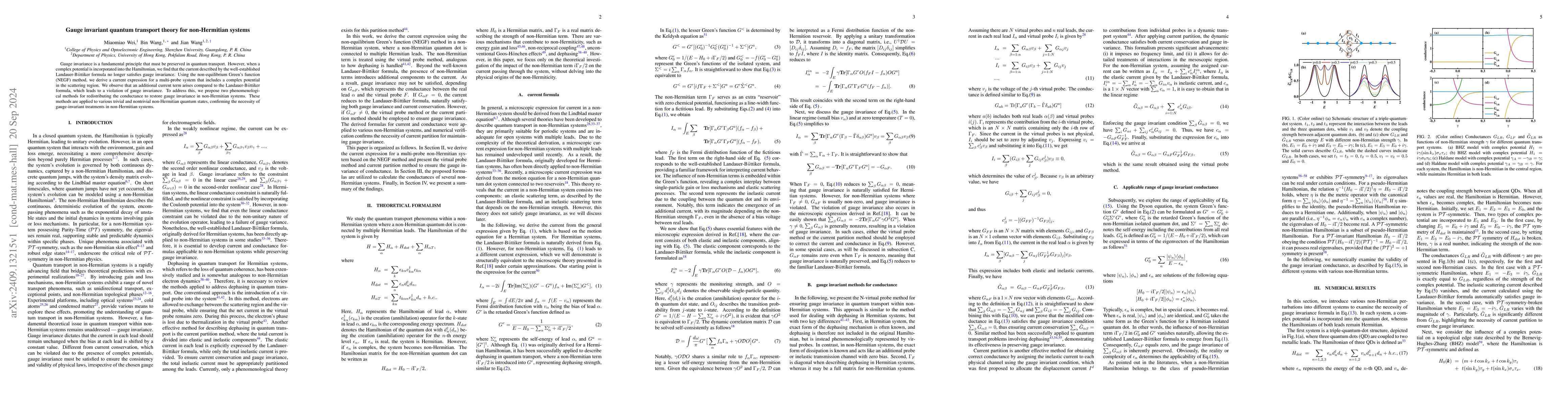 Thumbnail for Gauge invariant quantum transport theory for non-Hermitian systems