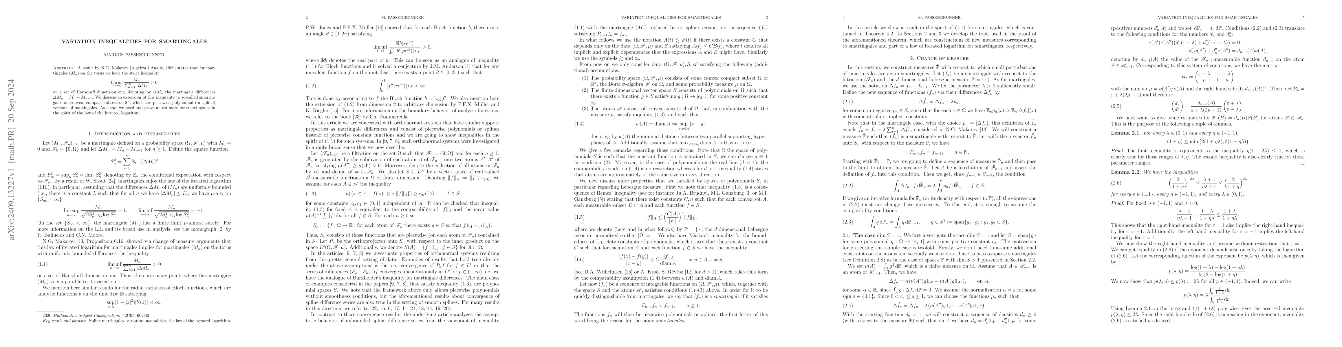 Thumbnail for Variation inequalities for smartingales