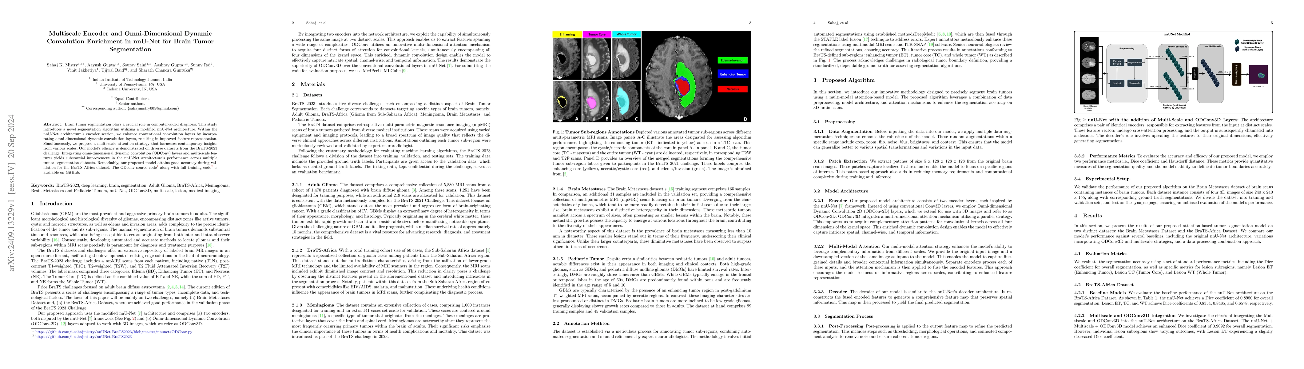 Thumbnail for Multiscale Encoder and Omni-Dimensional Dynamic Convolution Enrichment
  in nnU-Net for Brain Tumor Segmentation