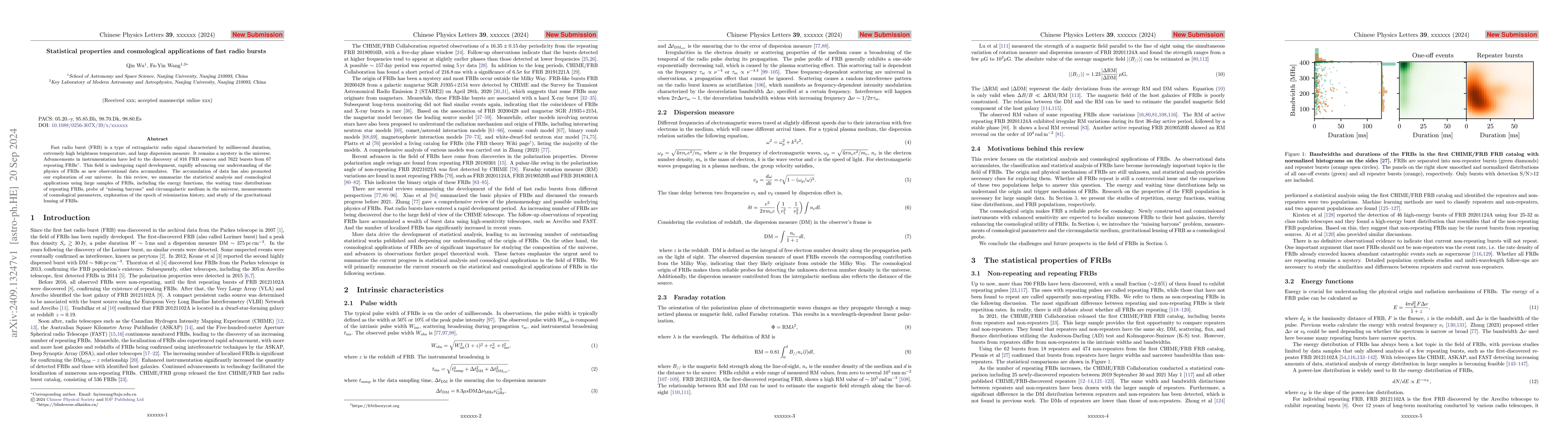 Thumbnail for Statistical properties and cosmological applications of fast radio
  bursts