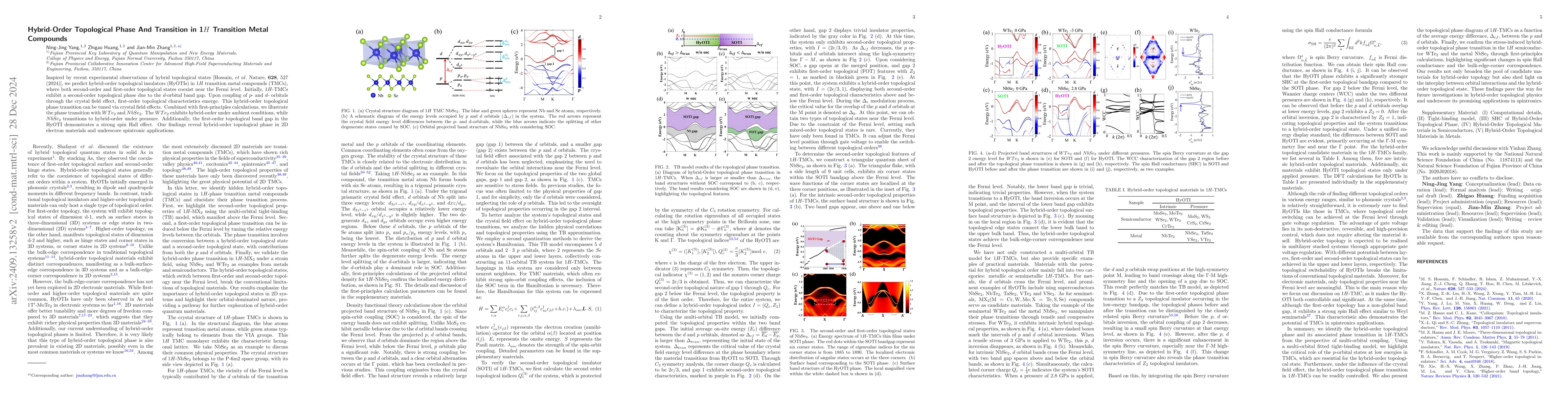 Thumbnail for Hybrid-Order Topological Phase And Transition in 1H Transition Metal
  Compounds