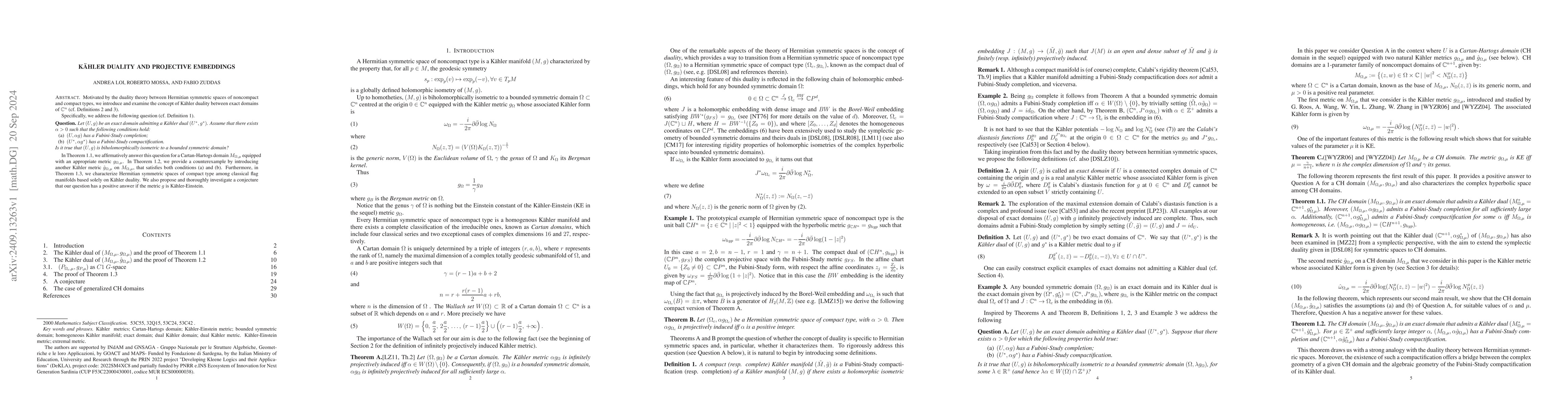 Thumbnail for Kähler duality and projective embeddings