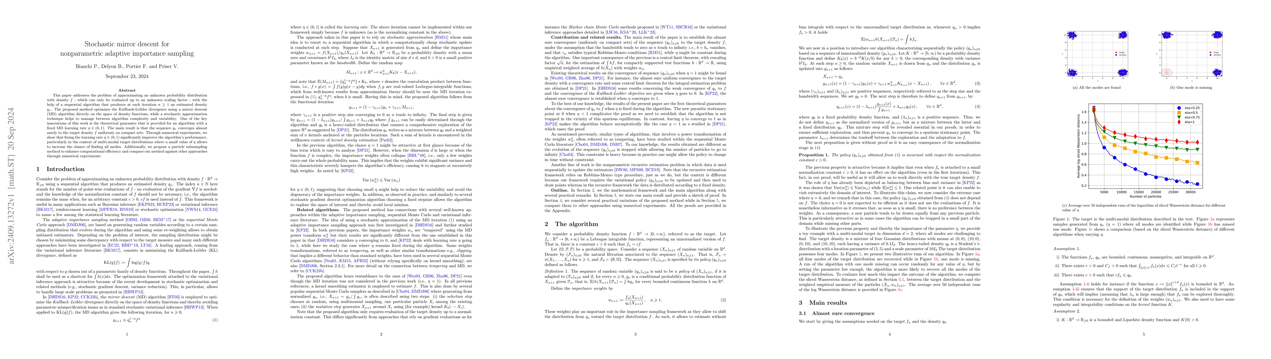 Thumbnail for Stochastic mirror descent for nonparametric adaptive importance sampling