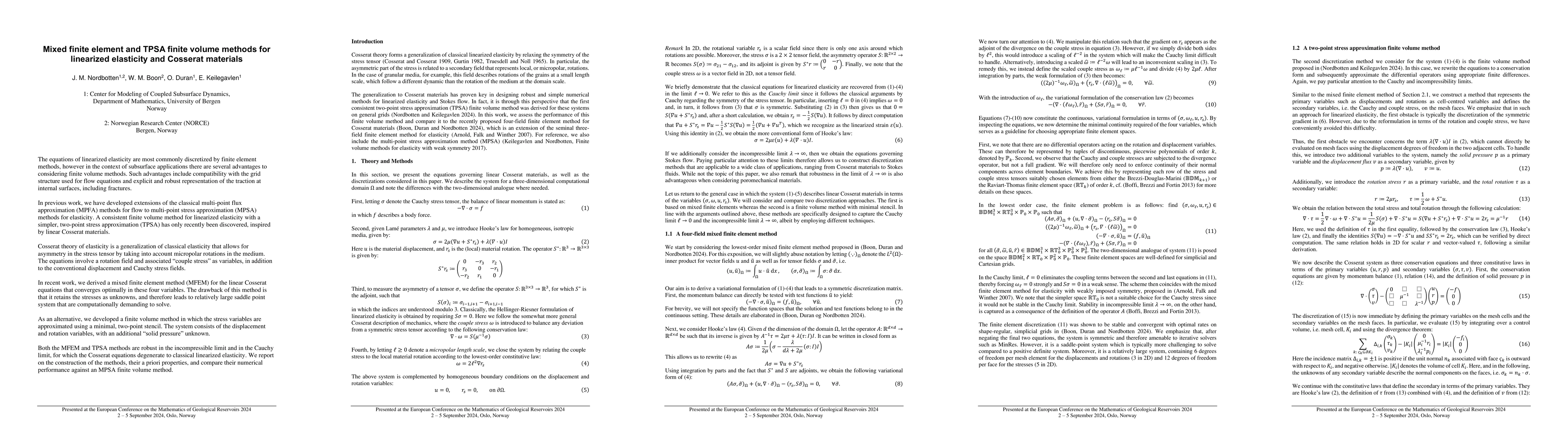 Thumbnail for Mixed finite element and TPSA finite volume methods for linearized
  elasticity and Cosserat materials