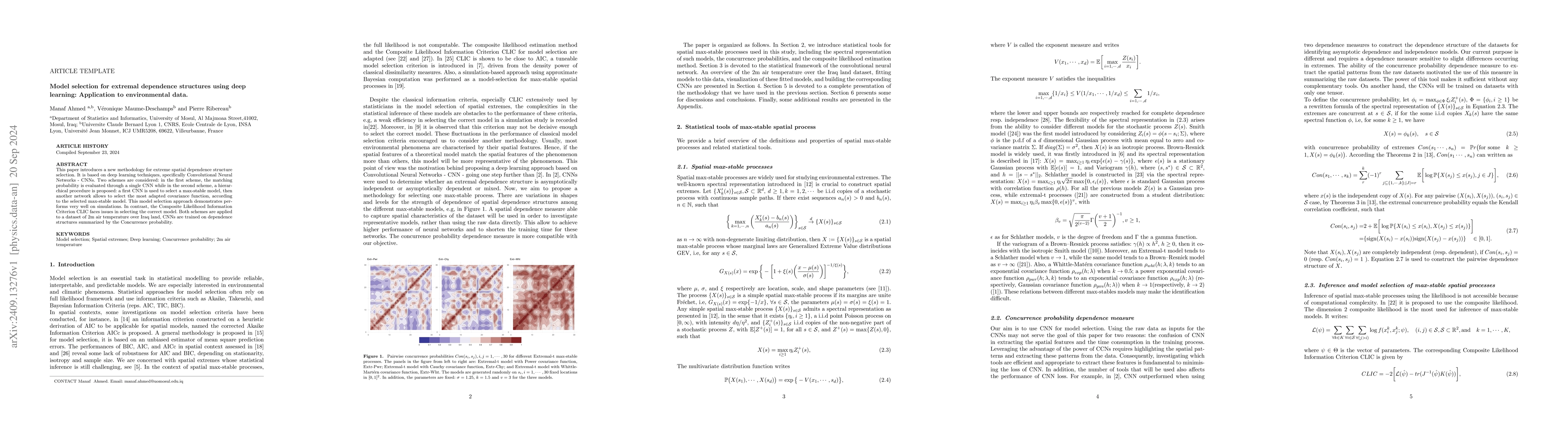 Thumbnail for Model selection for extremal dependence structures using deep learning:
  Application to environmental data