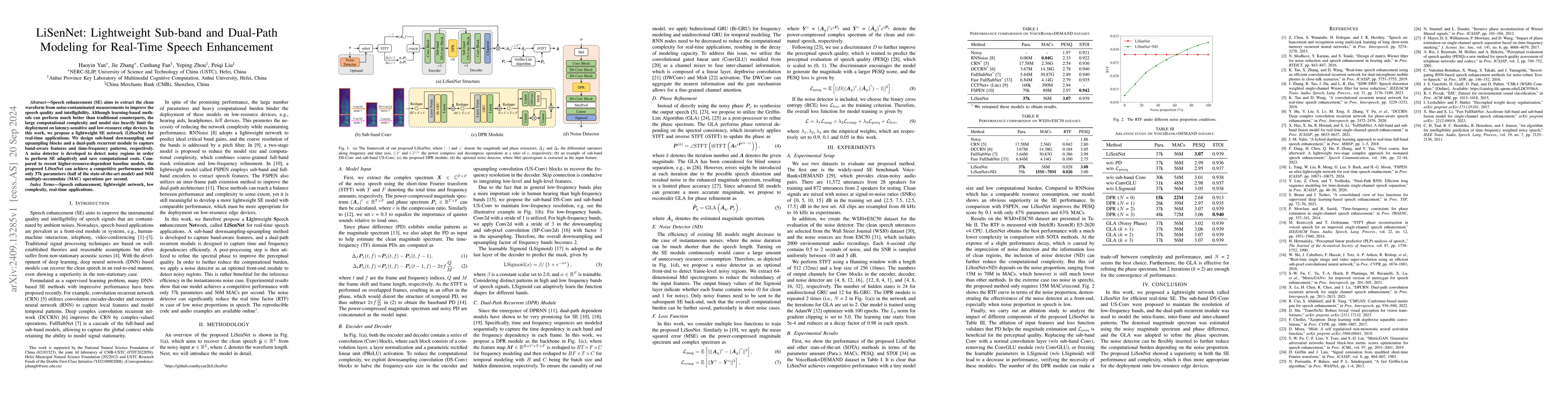 Thumbnail for LiSenNet: Lightweight Sub-band and Dual-Path Modeling for Real-Time
  Speech Enhancement