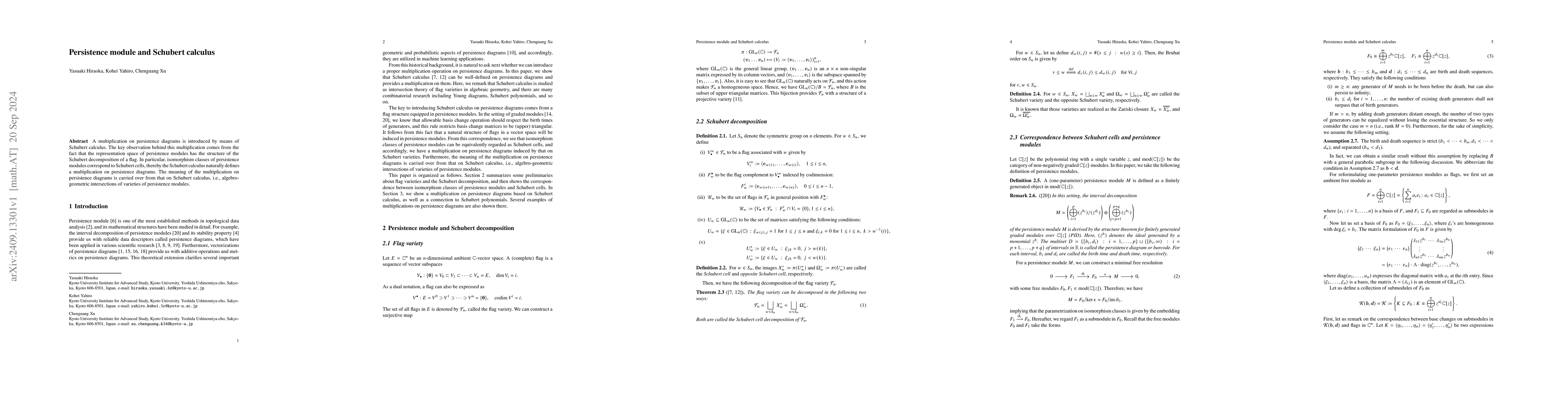 Thumbnail for Persistence module and Schubert calculus