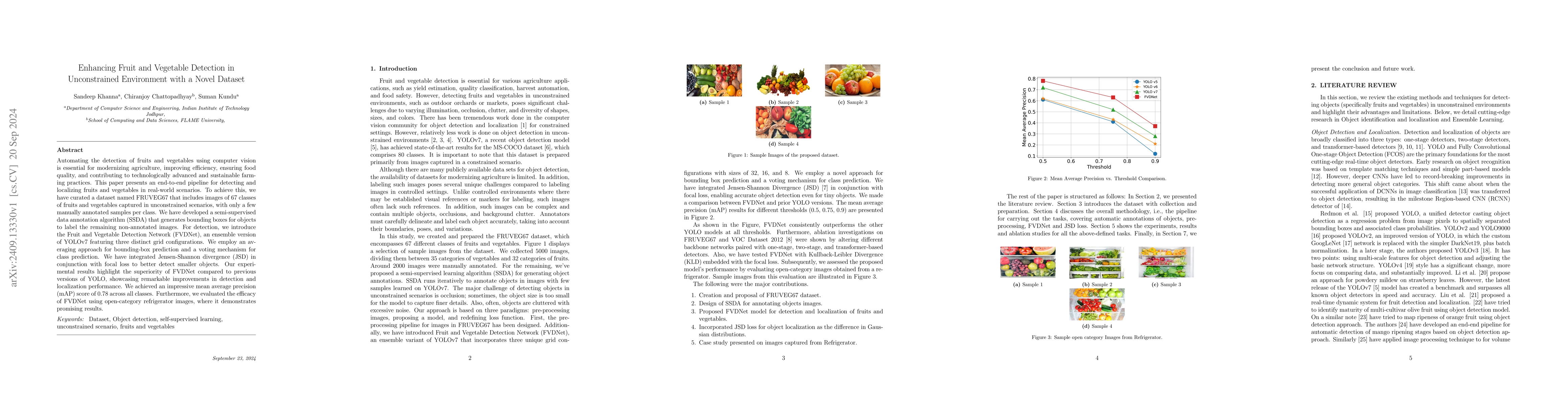 Thumbnail for Enhancing Fruit and Vegetable Detection in Unconstrained Environment
  with a Novel Dataset