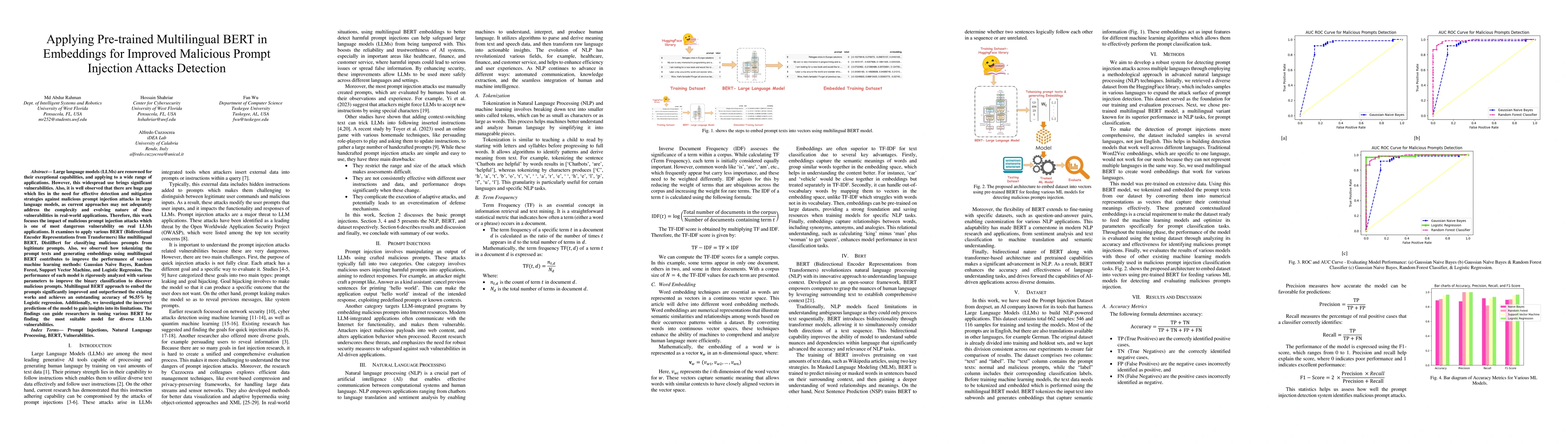 Thumbnail for Applying Pre-trained Multilingual BERT in Embeddings for Improved
  Malicious Prompt Injection Attacks Detection