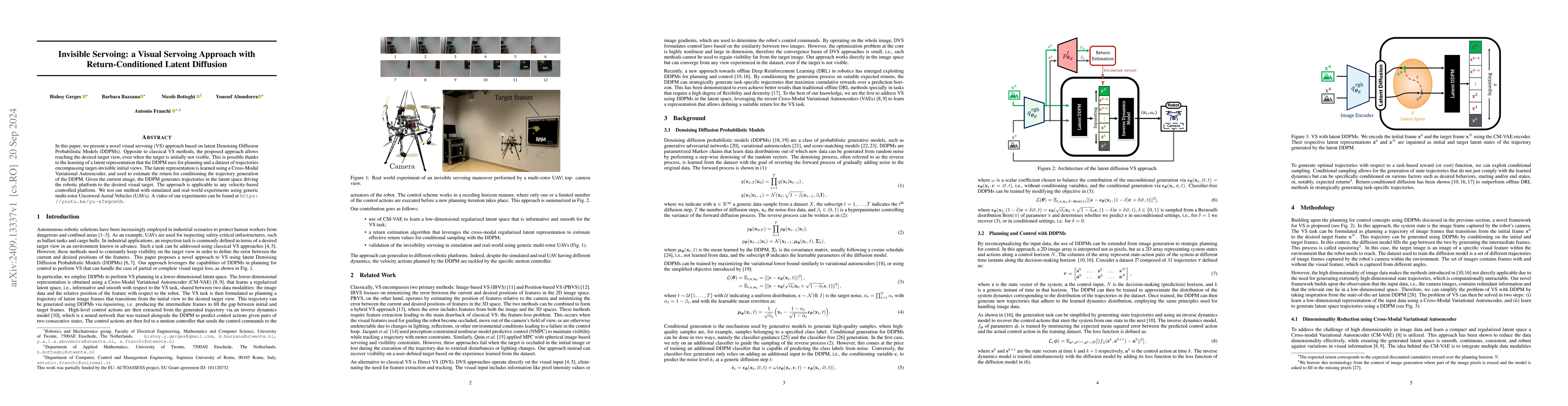 Thumbnail for Invisible Servoing: a Visual Servoing Approach with Return-Conditioned
  Latent Diffusion