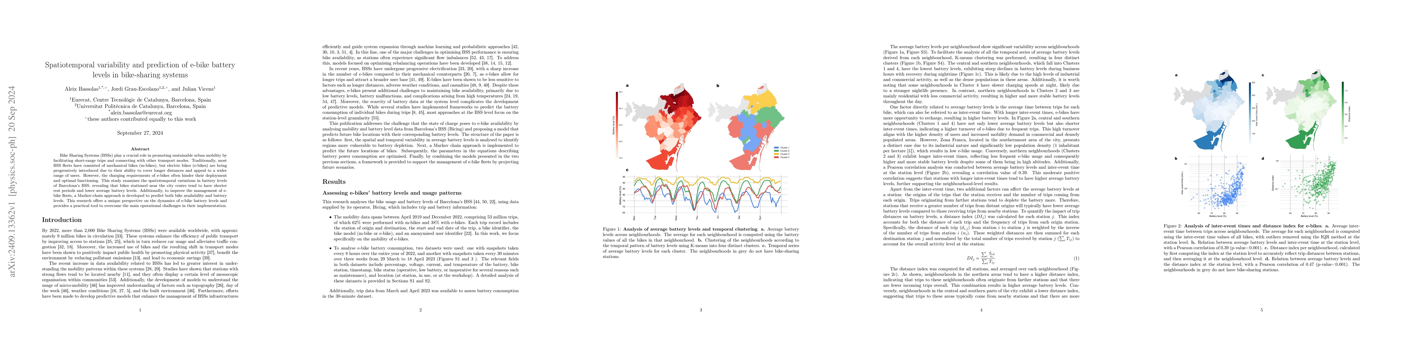 Thumbnail for Spatiotemporal variability and prediction of e-bike battery levels in
  bike-sharing systems