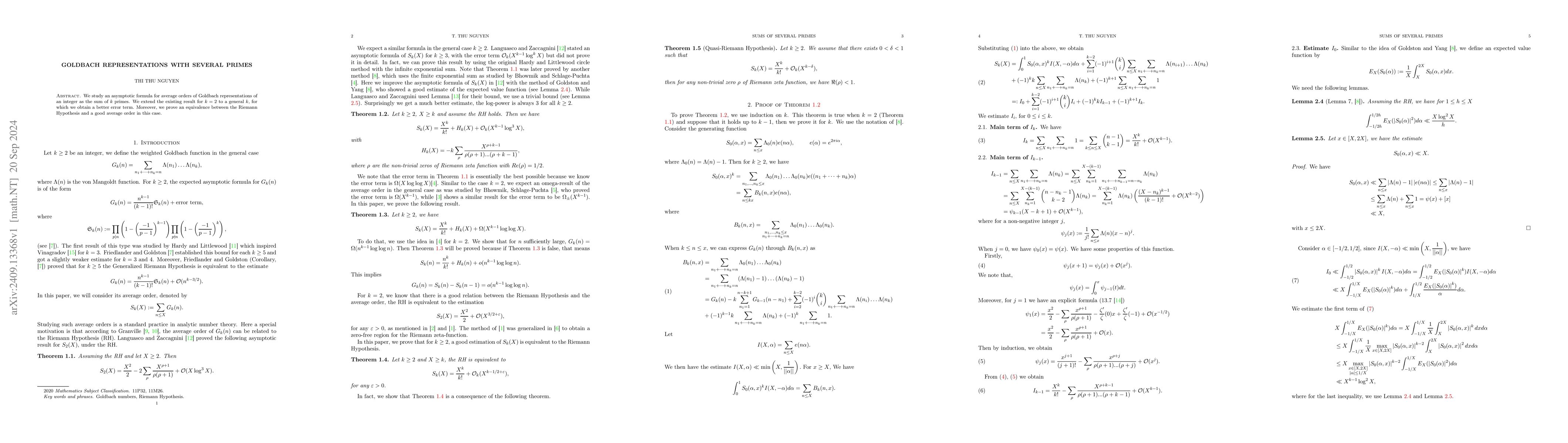 Thumbnail for Goldbach Representations with several primes