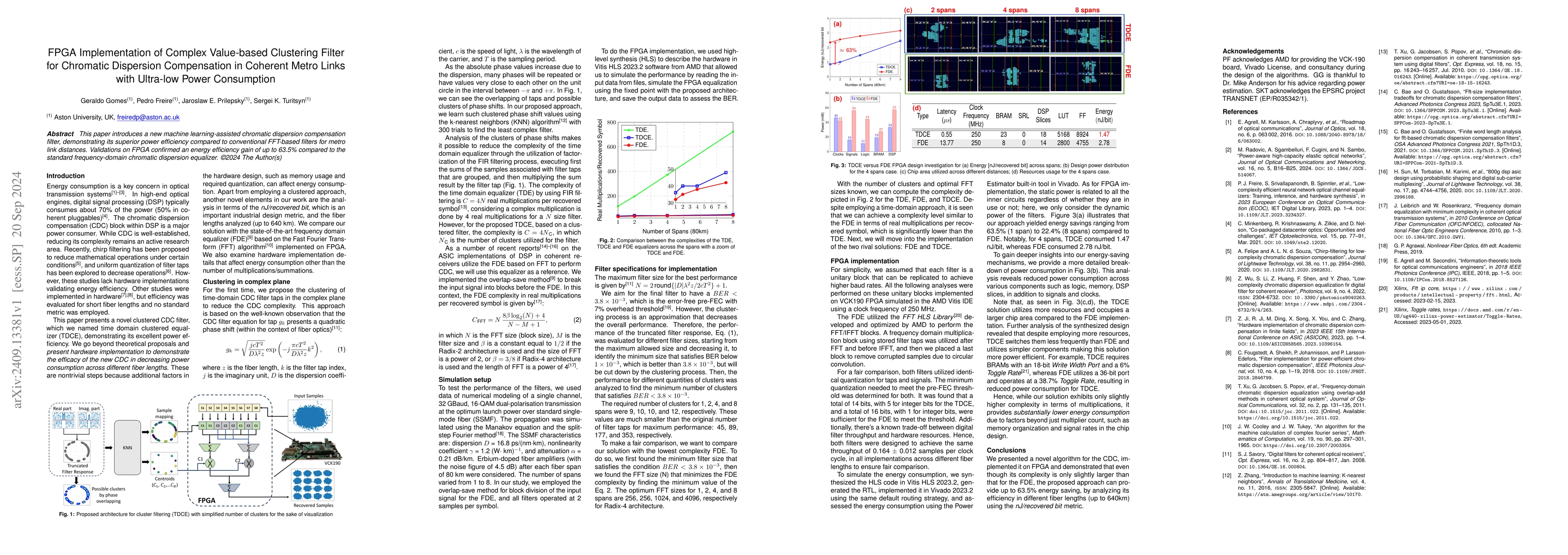 Thumbnail for FPGA Implementation of Complex Value-based Clustering Filter for
  Chromatic Dispersion Compensation in Coherent Metro Links with Ultra-low
  Power Consumption