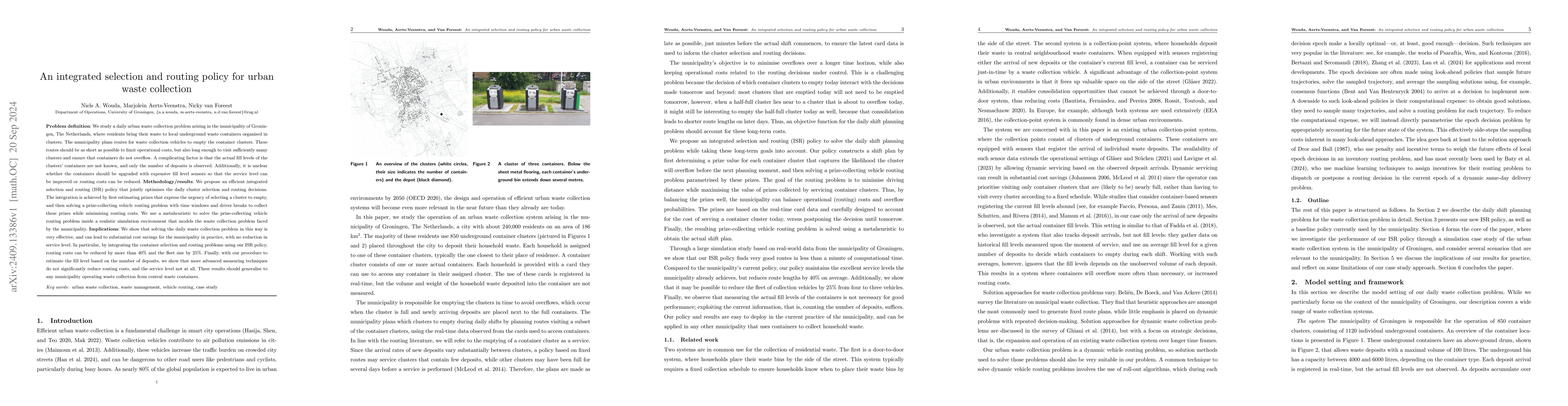Thumbnail for An integrated selection and routing policy for urban waste collection