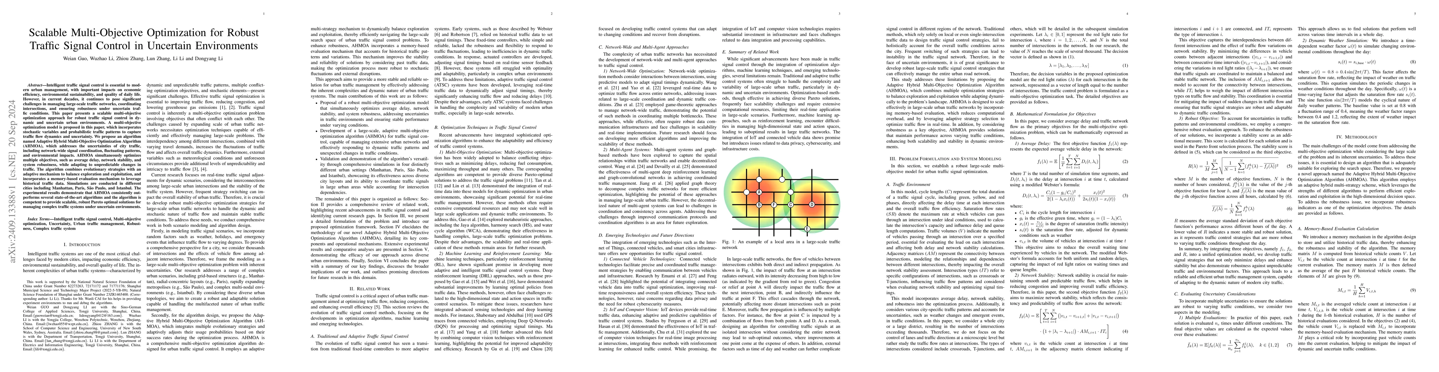 Thumbnail for Scalable Multi-Objective Optimization for Robust Traffic Signal Control
  in Uncertain Environments